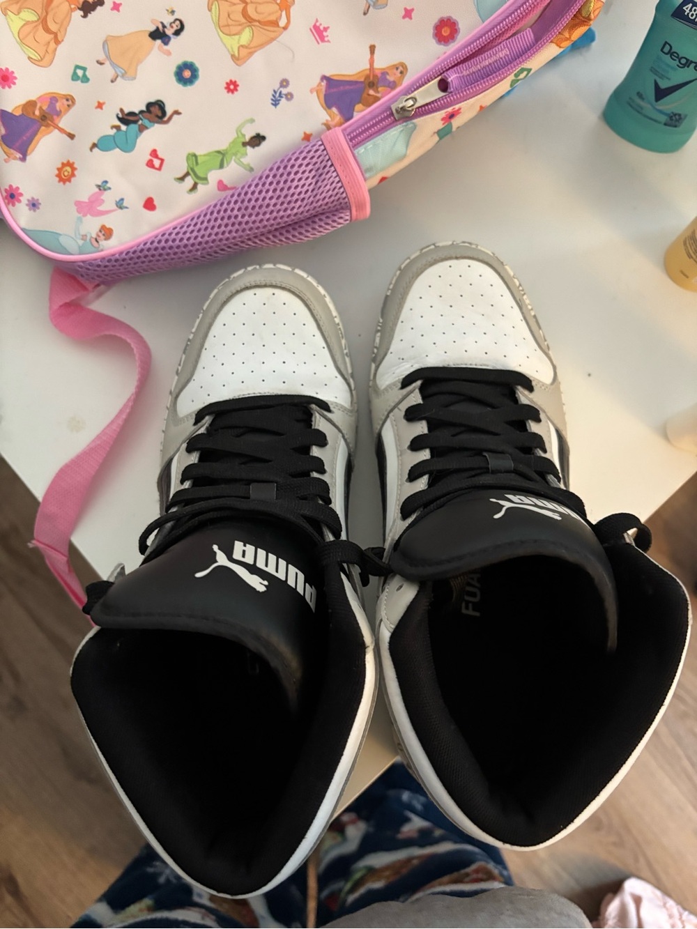 Puma Kids High-Top Sneakers in White & Black